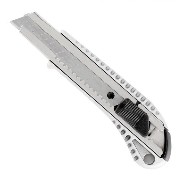 Нож строительный Вихрь 18 мм с ломающимся лезвием металлический корпус с автофиксатором